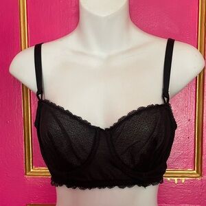Auden Black mesh Lace unlined underwire Bra. Size 34C